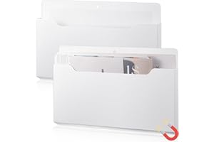 Feifeiya 2 Pack Magnetic File Holder Large Magnetic Pocket Wall Hanging Magazine Organizer Paper Mail Letters for Refrigerator Classroom Locker Whiteboard(Horizontal,White Color,13.8 x 8.3 Inches)