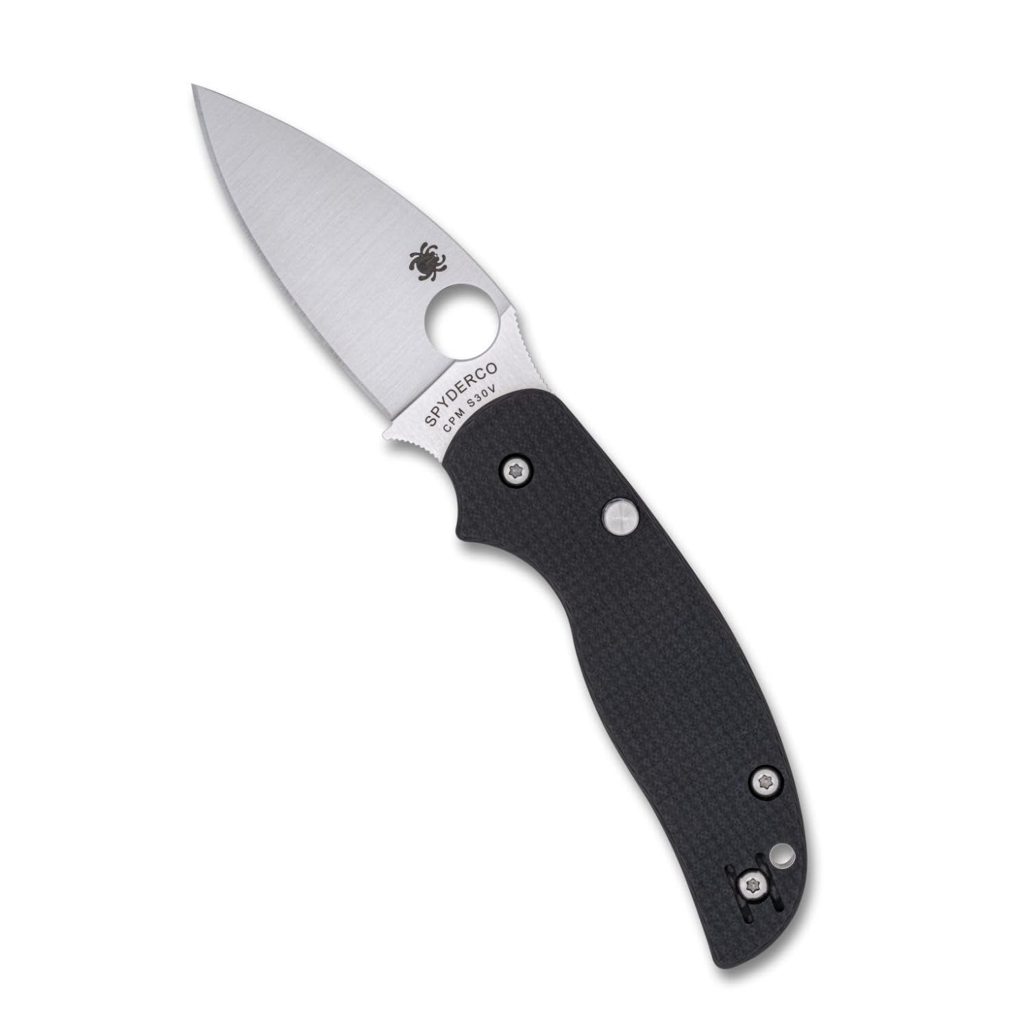 Photo 1 of Spyderco Sage 6 Folding Knife - CPM S30V Steel Blade with Carbon Fiber/G-10 Laminate Handle, Button-Release Compression Lock, PlainEdge - C123CFBCLP