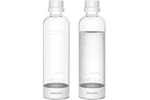 Philips Carbonating Bottles ADD910WHOQ/37, 1L Twin Pack Reusable PET Water Bottles Compatible Sparkling Water Maker, 2 Pack for ADD4902BKOQ/37, ADD4902WHOQ/37 and ADD4901GROQ/37, ADD4901BKOQ/37