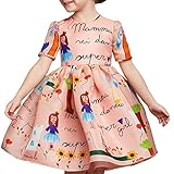 Girls Princess A Line pink playwear Mamma print Party Dresses 2T-7T