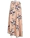 LISASTOR Women Elastic High Waisted Floral Print Bohemian Maxi Skirts Split Hem Tie up Bikini Cover Up Long Beach Skirt (S, Beige)