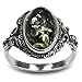 Sterling Silver Green Yellow Amber Oval Ring