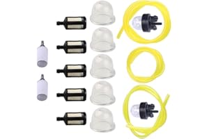 BUCKBOCK 6 Feet 3 Sizes Fuel Line Hose for Husqvarna Weedeater Zama Poulan Craftsman Stihl Homelite Trimmer Chainsaw Blower with Fuel Filter, Snap In Primer Bulb, Primer Pouland Bulb