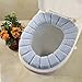 Jree Ash Toilet Seat Cover, Bathroom Essential Stretchable Washable Toilet Seat Lid Cover Pads, Soft Thicker Warmer O Type Plush Mat, Grey Blue Color