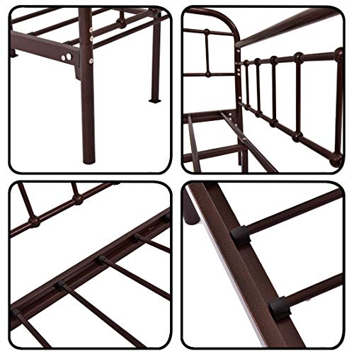Metal Daybed Frame Twin Steel Slats Platform Base Box Spring Replacement Bed Sofa for Living Room Guest Room (Twin, Dark Copper) - Thumbnail 6