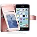iPhone 5C Cases, 5C Wallet Case, BENTOBEN Secure Up and Down Flip Design Credit Card Slots Cash Holder Nickel Plated Press Stud Wrist Strap Magnetic Snap Closure [Patented Pattern],Rose Gold
