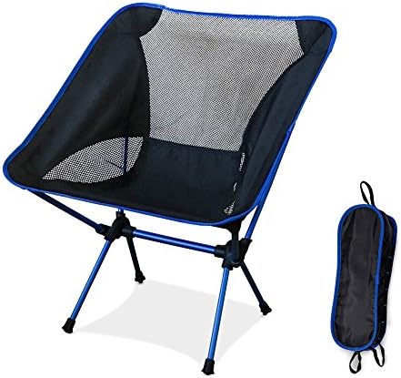 Ultralight Folding Camping Chairs, Portable Compact Breathable Outdoor Chairs with a Carry Bag for Outdoor,Camping, Garden,Hiking,Beach,Fishing,Picnic,Backpacking,Kayaking (Blue)