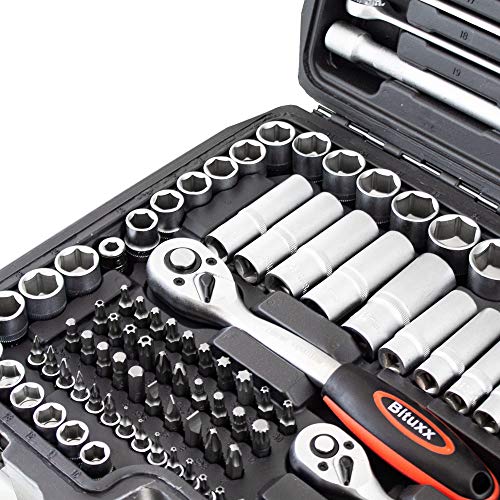 BITUXX® Werkzeugkoffer 215 tlg Werkzeug Knarrenkasten Ratschenkasten Nusskasten Stecknuss Adapter Umfangreiches Set mit… – Bild 7