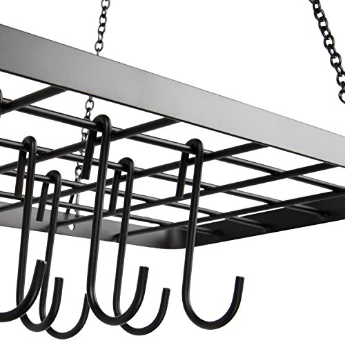 VDOMUS Pot Rack Ceiling Mount Cookware Rack Hanging Hanger Organizer with Hooks, Black 3 VDOMUS Pot Rack Ceiling Mount Cookware Rack Hanging Hanger Organizer with Hooks, Black - Image 4