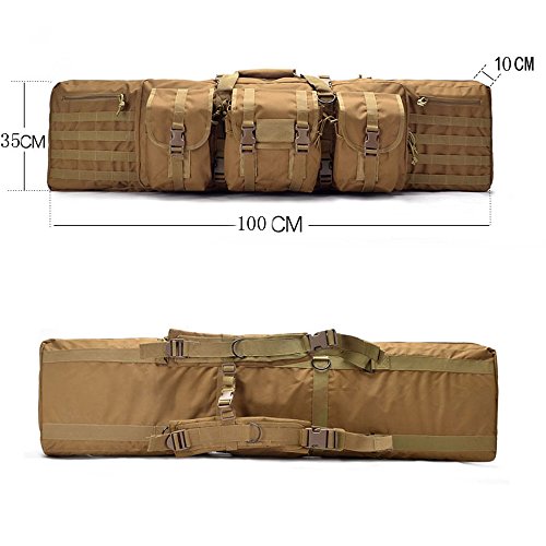 LUVODI Superstore Double Carbine Rifle Bag Soft Padded Oxford Tactical Gun Case Long Gun Storage Backpack with 3 Accessory Buckle Pouches & 2 Zipper Storage Bag in 39" 47"
