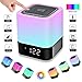 BixMe Night Light Bluetooth Speaker, Bedroom Alarm Clock MP3 Player,Touch Control Bedside Lamp,Multicolor Changing Table Lamp,TF/SD Support,Best Christmas/Birthday Gift for Teenage Girls/Boys