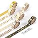 Gold Washi Tape Set 6 Rolls - Decorative Craft Tapes Kit of Cute Patterns for Scrapbooking, DIY Easter Projects