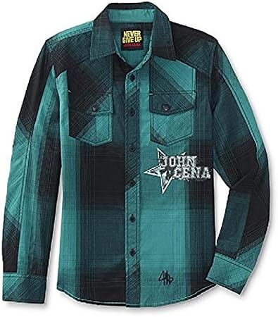 Never Give Up By John Cena Boy's Button-Front Shirt - Plaid Size 8