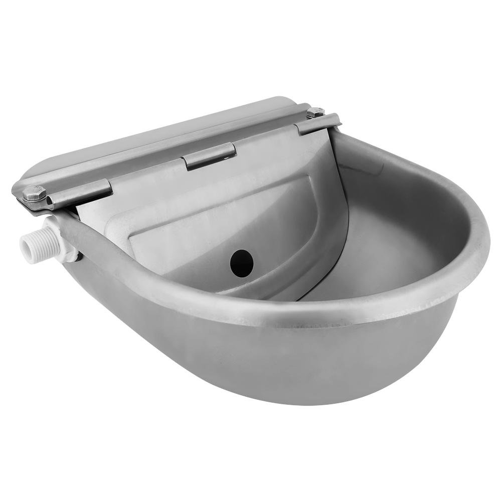 Ejoyous Automatic Waterer Bowl with Adjustable Float Ball Valve, 4L Stainless Steel Animal Water Trough for Horse Cattle Goat Sheep Pig Dog Livestock Animals