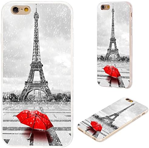 iPhone 6s Case,iPhone 6 Case,VoMotec [Original Series] Shockproof Anti-Scratch Slim Flexible Soft TPU Protective Skin Cover Case for iPhone 6 6s 4.7 inch,France Paris Eiffel Tower Rain Red Umbrella