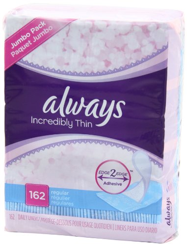 Always  Thin Liners Wrapped Unscented 162 Count (Pack of 2)