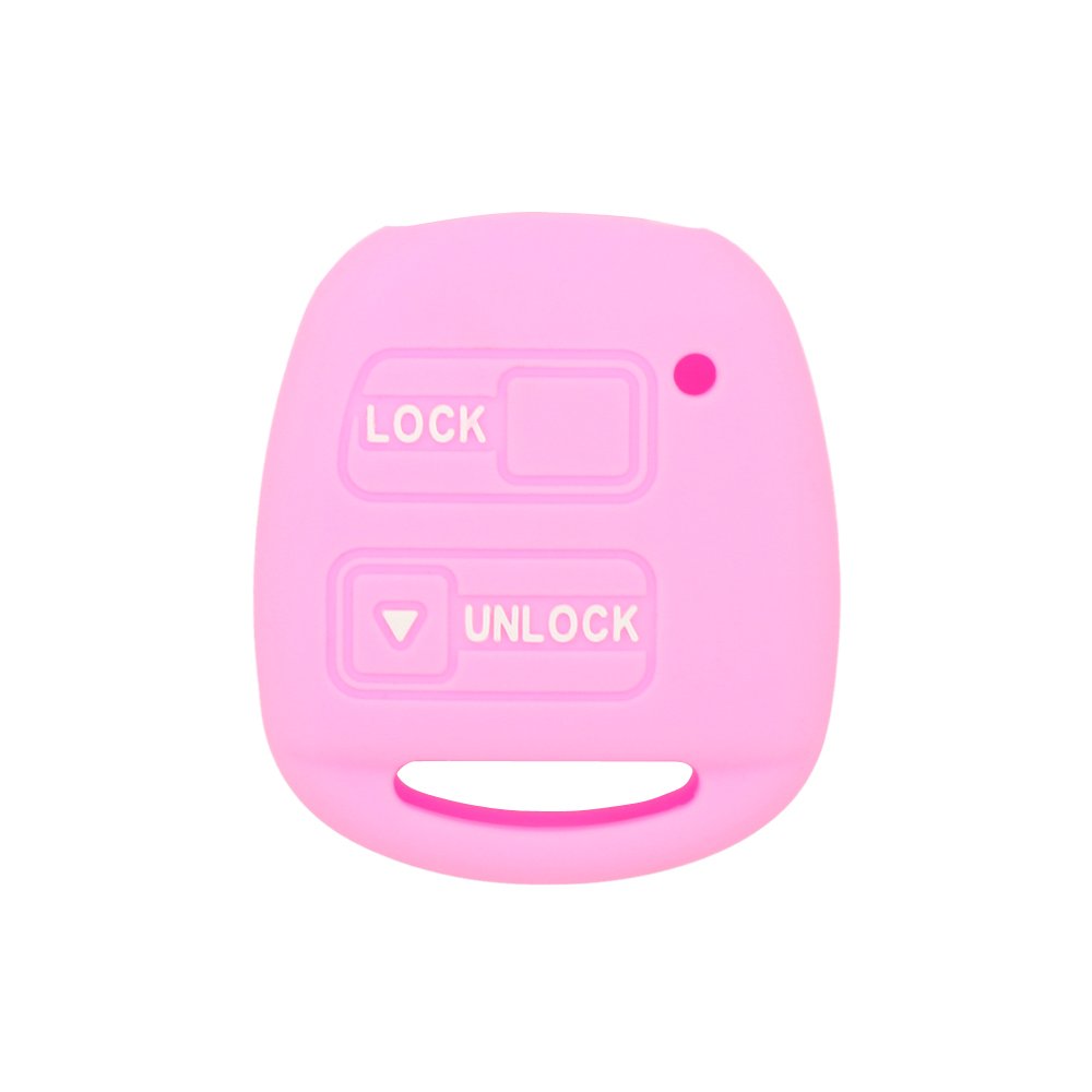 BROVACS Silicone Cover Protector Case Holder Skin Jacket Compatible with TOYOTA Camry Corolla RAV4 Prado LEXUS 2 Button Remote Key Fob CV2421 Pink