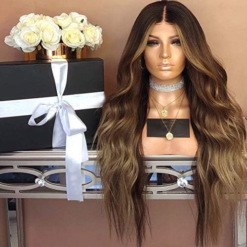 Women's Brown Wavy Curly Hair Wig Fancy Dress Naturally Synthetic Heat Resistant Wig