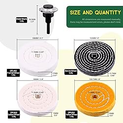 Keadic 8 Pcs 4 Inches Buffing Polishing Wheel Kit 3