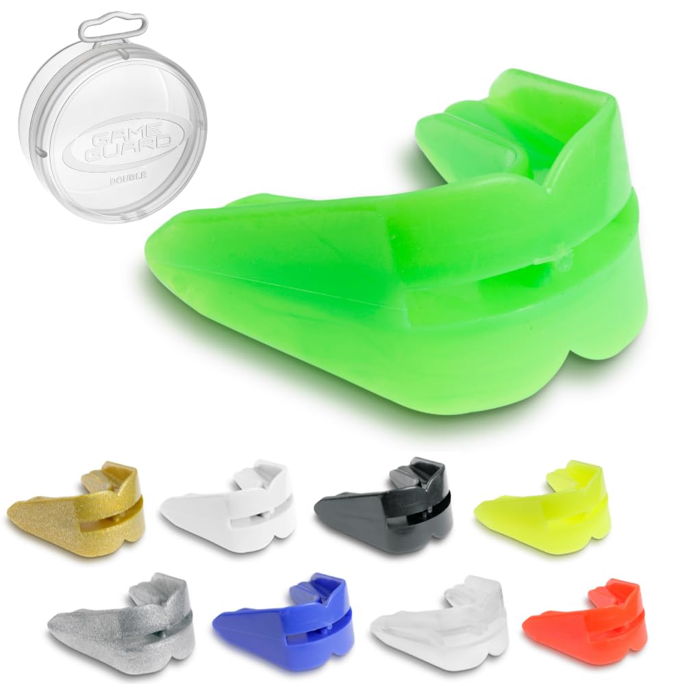 GAME GUARD Double Mouth Guard – for Top and Bottom Teeth & Gums UKCA Approved, Perfect for Boxing, Sparring, MMA, and High-Impact Sports, [ Age 13+ | Green ]