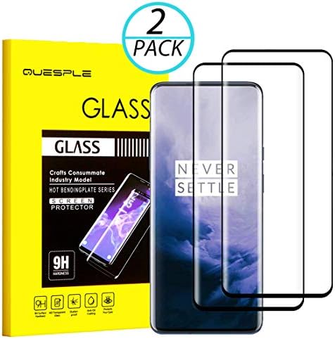 QUESPLE OnePlus 7 Pro Screen Protector, [2-Pack] Tempered Glass Screen Protector [9H Hardness][Case Friendly][Anti-Scratch][Bubble Free][High Definition][Ultra Clear] for OnePlus 7 Pro