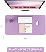 YSAGi Non-Slip Desk Pad 80x40 cm Purple Waterproof PVC Leather Desk Protector view 7