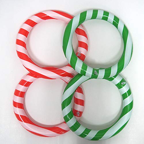 YHSBUY Inflatable Christmas Tree Ring Toss Games Set with 4 Ring Winter Holiday Toys Christmas Party Game Family Indoor Outdoor Game Include Handle Pump