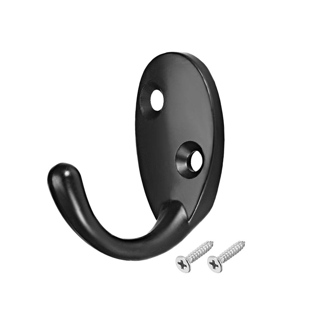 sourcing map 10 Pcs Wall Mounted Hook Robe Hooks Single Coat Hanger Hanging, Zinc Alloy, Black