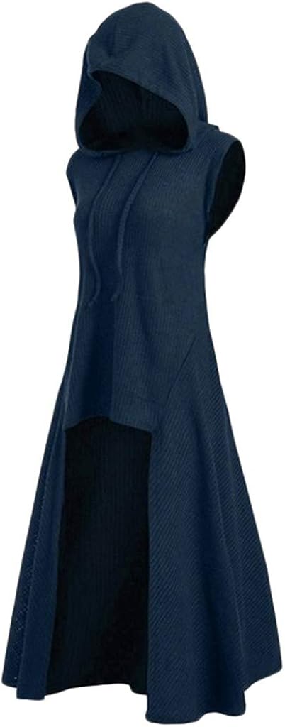 LONGDAY Medieval Dress Renaissance Drawstring Vintage Gothic Floor Length Hooded Cosplay Halloween Cloak Pullover