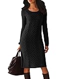Dearlove Women's Long Sleeve Crew Neck Slim Knit Sweater Bodycon Midi Dress