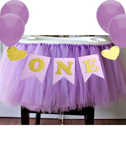 Amazon Com Purple 1st Birthday Baby Tutu For High Chair Decoration