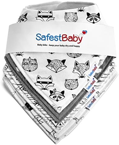 Waterproof Babies Bandana Drool Bib Set of 4: Cute Bibs to Keep Baby Clothes Dry. Infants & Toddlers Burpy Wrap w/ Adjustable Snaps. All-In-One Newborns Gifts That Moms Love. Boys & Girls Burp Cloths