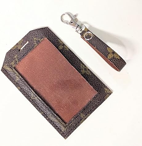 Handmade upcycled and repurposed into ID badge holder cover from old authentic LV bag canvas-please read item description before you make your purchase