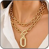 ONBRIG Chunky Gold Necklace for Women Stack Statement Paperclip Chain Necklace Layered Punk Cuban Link Chain for Women Choker Jewelry