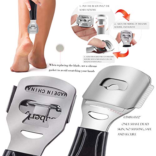 Happy Will Professional Pedicure Foot File Foot Rasp Set Stainless Steel Foot File Pedicure Kit Deadskin Callus Remover Kit for Men Women Home Travel Salon Foot Care Kit (Black 17 Pcs)