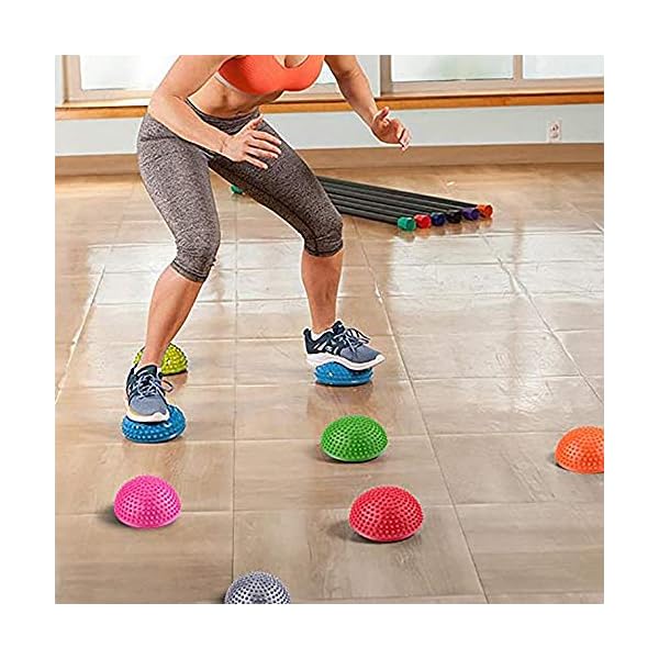 2PCS Hedgehog Balance Pods, Pimples Pilates Ball with Pump, Half Spiky Fitness Domes for Kids Adults Sports, Foot…