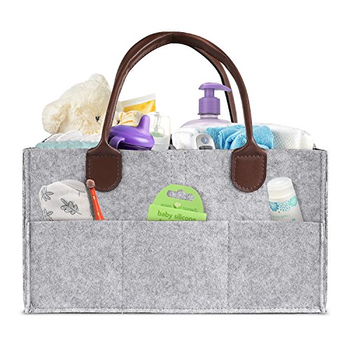 Baby Diaper Caddy - Nursery Caddy Organizer Basket | Portable Diaper Caddy with Changing Pad | Car Travel Bag Storage Bin | Newborn Registry Must Haves for Toys, Burp Cloths, Pacifiers, Creams, Wipes