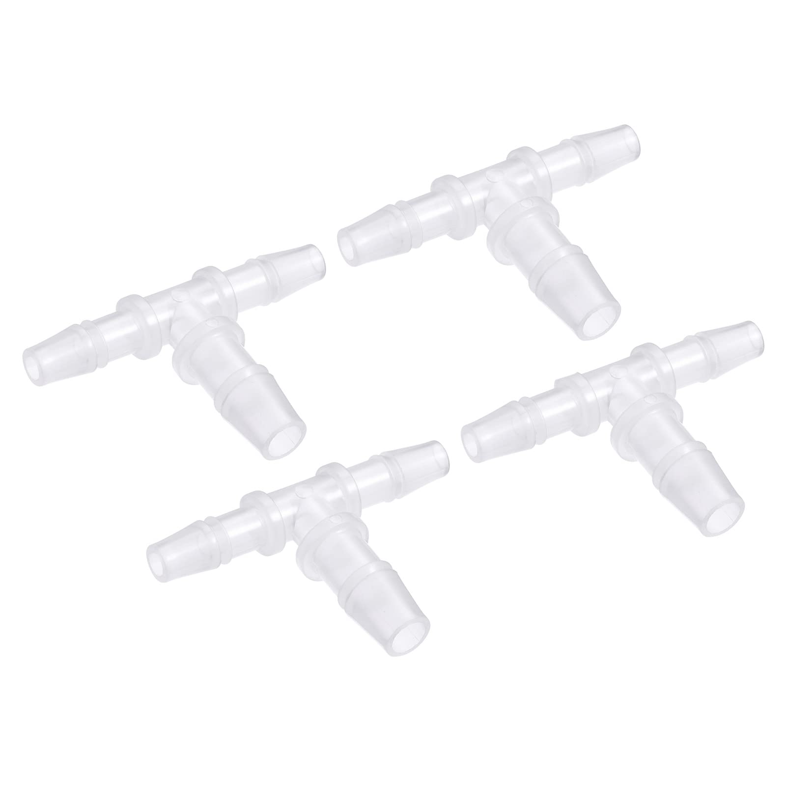 M METERXITY 4 Pack Barb Hose Fittings - 6x8x6mm OD Tee Plastic Pipe Connectors Apply to Water Fuel, Transparent(T Shaped 3 Way)
