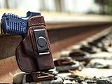 OutBags USA LS2XDS33X (BROWN-RIGHT) Full Grain Heavy Leather IWB Conceal Carry Gun Holster for Springfield Armory XDs with Crimson Trace Laser 3.3