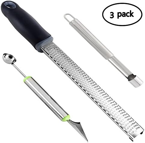 GP Life Lemon Zester Grater, Stainless Steel Citrus Lemon Zester Premium Metal Melon Baller Scoop,Apple Corer Set
