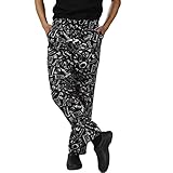 JXH Chef Uniforms men's white kitchen ware printed 100% cotton chef pants