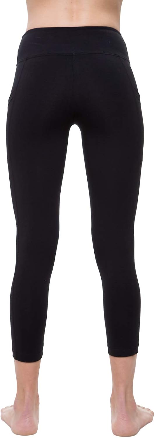 NIRLON Capri Yoga Pants 7/8 Length with Sides Pockets High Waist Workout Black Leggings for Women Regular & Plus Size at  Women’s Clothing store