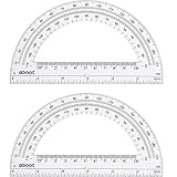 Plastic Protractor Math Protractors 180 Degrees, 6 Inch, Clear, Pack of 2