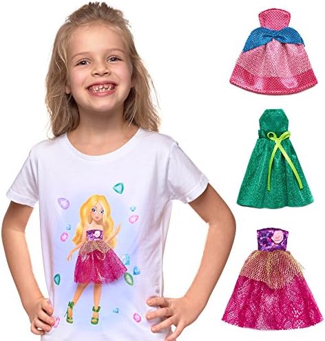 Little Girls T Shirt With 3 Doll Dresses Attached With Velcro 4-12 Year Old Girl Gifts Girls T Shirts Size 9 10