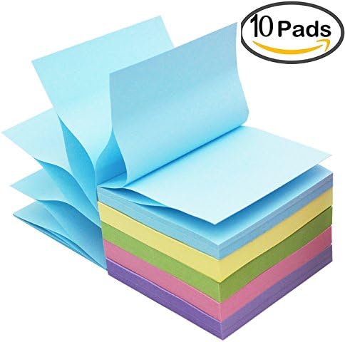 LinQuick Pop-Up Sticky Notes 3''x3'',10 Pads/Pack,100Sheets/Pad 1000Sheets Individual Package (Warm Colors)