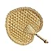 EASYANT Pure Hand-Woven Wheat Straw Fan Elderly Summer Natural Hand Rocker Fan - Heart Fan