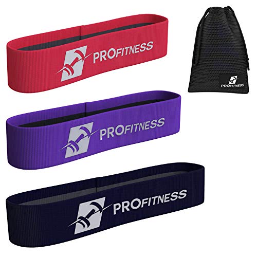 ProFitness Hip Resistance Bands [Set of 3] for Legs and Butt | Fabric Non-Slip, Durable Resistance Circle Loop Bands for Full Body Workouts, Strength & Stamina | Perfect for Legs, Hips, Booty & Arms