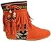 MINI 03 Fringe Moccasin Ankle Boots Orange Tribal