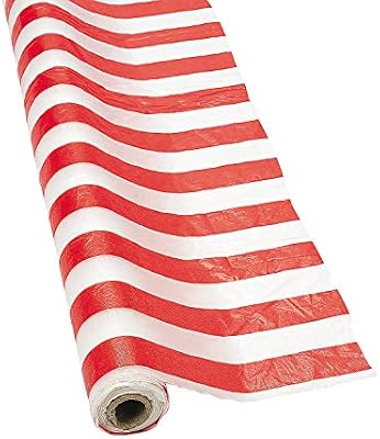 Amazon Com Fun Express Red And White Striped Tablecloth Roll 100