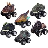 Oiuros Pull Back Dinosaur Cars, Dinosaur Cars Toys with Big Tire Wheel for 3-14 Year Old Boys Girls Creative Gifts, 6-Pack